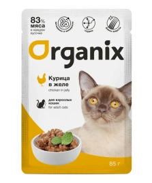 Влажный корм Organix Preventive Line Chicken для взрослых кошек, с курицей в желе, 85 г