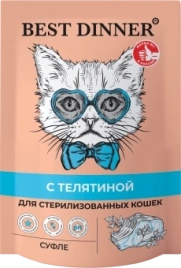 Влажный корм Best Dinner Veal для кошек и котят с 6 месяца мясные деликатесы суфле, с телятиной, 85 г