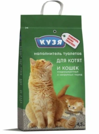 Наполнитель Кузя впитывающий для котят, для кошачьих туалетов, 4,5 л