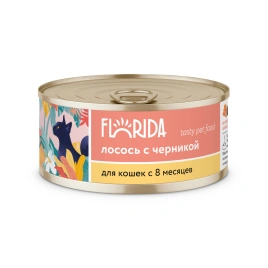 Влажный корм FLORIDA Salmon & Blueberry для кошек, с лососем и черникой, 100 г