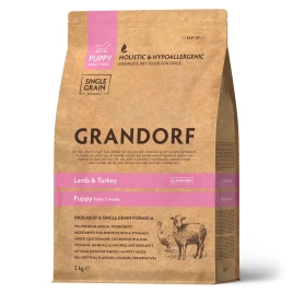 Сухой корм Grandorf Lamb & Turkey Puppy для щенков всех пород, с ягненком и индейкой, 3 кг