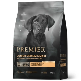 Сухой корм Premier Dog Turkey Junior Medium & Maxi для юниоров средних и крупных пород, с индейкой, 3 кг