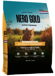 Сухой корм NERO GOLD Chicken & Vegetables для кошек и котят, с мясом курицы и овощами, 1,5 кг