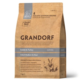 Сухой корм Grandorf Rabbit & Turkey Med & Maxi для взрослых собак средних и крупных пород, с кроликом и индейкой, 3 кг