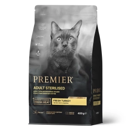 Сухой корм Premier Cat Turkey Sterilised для стерилизованных кошек, с индейкой, 400 г