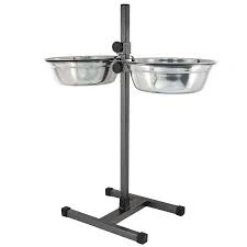 Миска Homepet для домашних животных, металлическая регулируемая подставка с мисками, хром, 2 шт, диаметр 26 см, до 60 см, 2,5 л