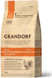 Сухой корм Grandorf Turkey Sterilised для стерилизованных кошек, с индейкой, 2 кг
