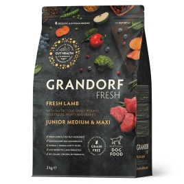 Сухой корм Grandorf Fresh Dog Lamb & Sweet Potato для взрослых собак средних и крупных пород чувствительное пищеварение и гипоаллергенный ягненок, с бататом, 3 кг