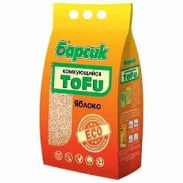 Наполнитель Барсик для кошачьих туалетов, комкующийся Tofu Яблоко, 4,54 л