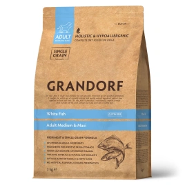 Сухой корм Grandorf White Fish Med & Maxi Белая рыба для взрослых собак средних и крупных пород, 10 кг
