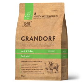 Сухой корм Grandorf Lamb & Turkey Mini для взрослых собак мелких пород, с ягненком и индейкой, 3 кг