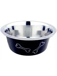 Миска Homepet Color для домашних животных, Косточки, металлическая черная, 0,9 л