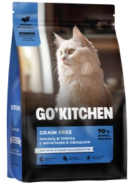 Сухой корм Go'Kitchen Salmon & Cod для котят и кошек всех возрастов, с лососем и треской, 3,63 кг