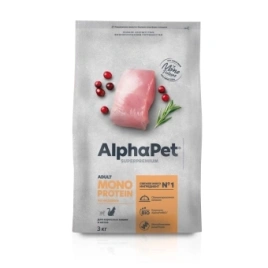 Сухой корм ALPHAPET Superpremium Monoprotein Turkey для взрослых кошек, с индейкой, 3 кг