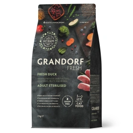 Сухой корм Grandorf Fresh Cat Duck & Sweet Potato для стерилизованных кошек диетическая формула для особо аллергичных кошек утка, с бататом, 400 г