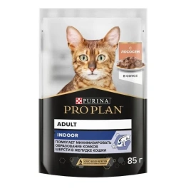 Влажный корм PRO PLAN Salmon для взрослых кошек, живущих дома, с лососем в соусе, 85 г