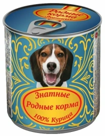 Влажный корм Родные корма знатные Chicken для собак, с курицей, 340 г