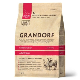 Сухой корм Grandorf Lamb & Turkey Indoor для домашних кошек, 8 кг