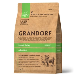 Сухой корм Grandorf Lamb & Turkey Mini для взрослых собак мелких пород, 8 кг