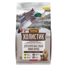 Сухой корм Деревенские Лакомства Holistic Премьер, для собак мини пород с уткой и рисом, 1 кг