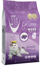 Наполнитель Van Cat для кошачьего туалета, комкующийся без пыли с ароматом лаванды, 12 л