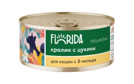Влажный корм FLORIDA Rabbit для взрослых кошек из кролика с цукини, 100 г