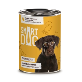 Влажный корм Smart Dog Chicken & Giblets для взрослых собак и щенков, кусочки курочки, с потрошками в нежном соусе, 400 г