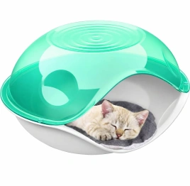 Домик Georplast Duck Plain Transparent для кошки, пластик зеленый-серый, 26 см х 29 см