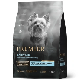 Сухой корм Premier Dog Salmon & Turkey Adult Mini для собак мелких пород, с лососем и индейкой, 3 кг