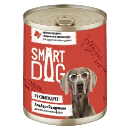 Влажный корм Smart Dog Beef & Carrot для взрослых собак и щенков, кусочки говядины, с морковью в нежном соусе, 240 г