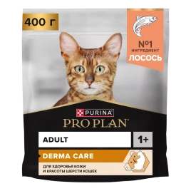 Сухой корм PRO PLAN Salmon для здоровья шерсти и кожи взрослых кошек, с высоким содержанием лосося, 400 г
