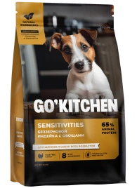 Сухой корм Go'Kitchen Turkey для щенков и собак для чувствительного пищеварения, с индейкой, 400 г