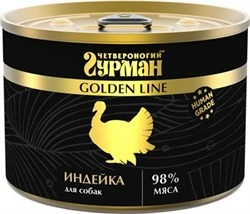 Влажный корм Четвероногий Гурман Golden line Turkey для собак, с индейкой в желе, 525 г