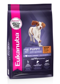 Сухой корм Eukanuba Puppy Medium Breed для щенков средних пород, с птицей, 15 кг