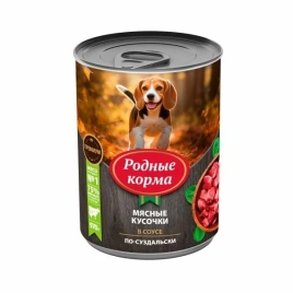 Влажный корм Родные корма для собак, мясные кусочки в соусе по-суздальски, 970 г