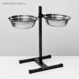 Комплект-подставка Дарэлл Eco напольная черная с металлическими мисками трапеция, 2 шт, диаметр 24 см, высота 50 см, 2 л