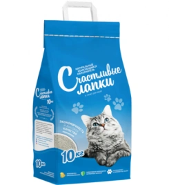 Наполнитель Счастливые Лапки комкующийся для кошачьих туалетов, 10кг
