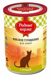 Влажный корм Родные корма Poultry мясное угощение для кошек, с птицей, 340 г