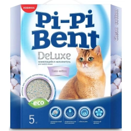 Наполнитель Pi-Pi Bent DeLuxe Clean Cotton для кошачьих туалетов, комкующийся, 12 л
