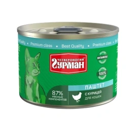 Влажный корм Четвероногий Гурман Chicken для кошек, паштет, с курицей, 190 г
