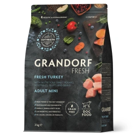 Сухой корм Grandorf Fresh Dog Turkey & Sweet Potato для взрослых собак мелких пород диетическая формула для особо аллергичных собак индейка, с бататом, 3 кг