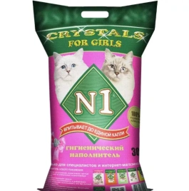 Наполнитель №1 Crystals for Girls для кошачьих туалетов, силикагелевый розовый, 30 л