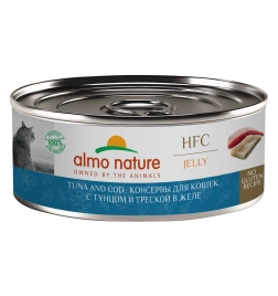 Влажный корм Almo Nature Tuna & Cod для кошек, с тунцом и треской в желе, 100 г