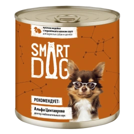Влажный корм Smart Dog Turkey & Quail для взрослых собак и щенков, кусочки индейки, с перепелкой в нежном соусе, 85 г