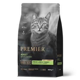 Сухой корм Premier Cat Lamb & Turkey Adult для взрослых кошек, с ягненком и индейкой, 400 г
