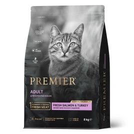 Сухой корм Premier Cat Salmon & Turkey Adult для взрослых кошек, с лососем и индейкой, 8 кг