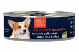 Влажный корм Petibon Smart Lamb & Turkey для собак, рубленое мясо, с ягненком и индейкой, 100 г