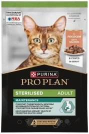 Влажный корм PRO PLAN Salmon для взрослых стерилизованных кошек и кастрированных котов, с лососем в соусе, 85 г