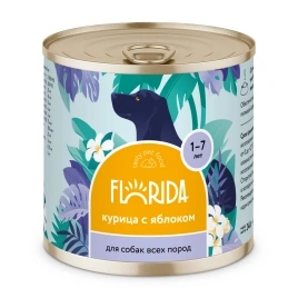 Влажный корм FLORIDA Chicken & Apple для собак, с курицей с яблоком, 240 г
