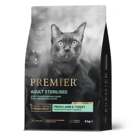 Сухой корм Premier Cat Lamb & Turkey Sterilised для стерилизованных кошек, с ягненком и индейкой, 8 кг
